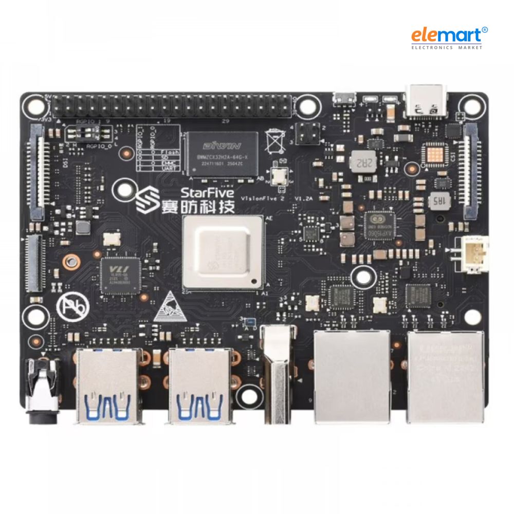 VisionFive2 RISC-V Single Board Computer 8GB, StarFive JH7110 Processor with Integrated 3D GPU, base on Linux, board only, without WiFI Module and Power Adapter