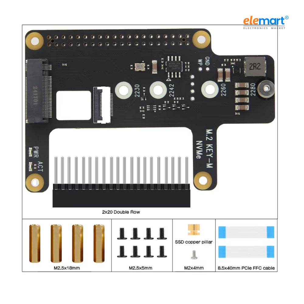 Geekworm X1015 PCIe toM.2 Key-M NVMe SSD PIP TOP for Raspberry Pi 5