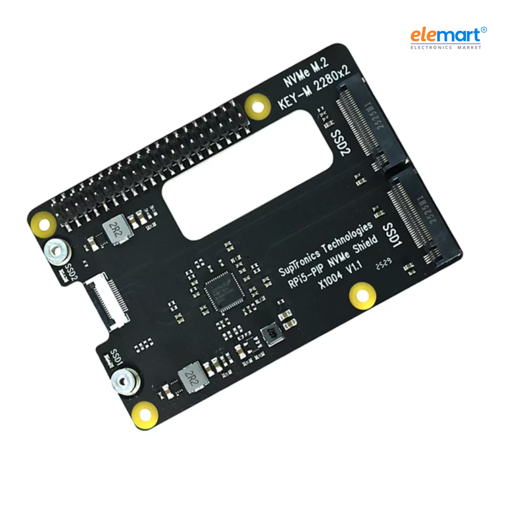 Geekworm X1004 PCIe to Dual 2280 NVMe SSD shield for Raspberry Pi 5