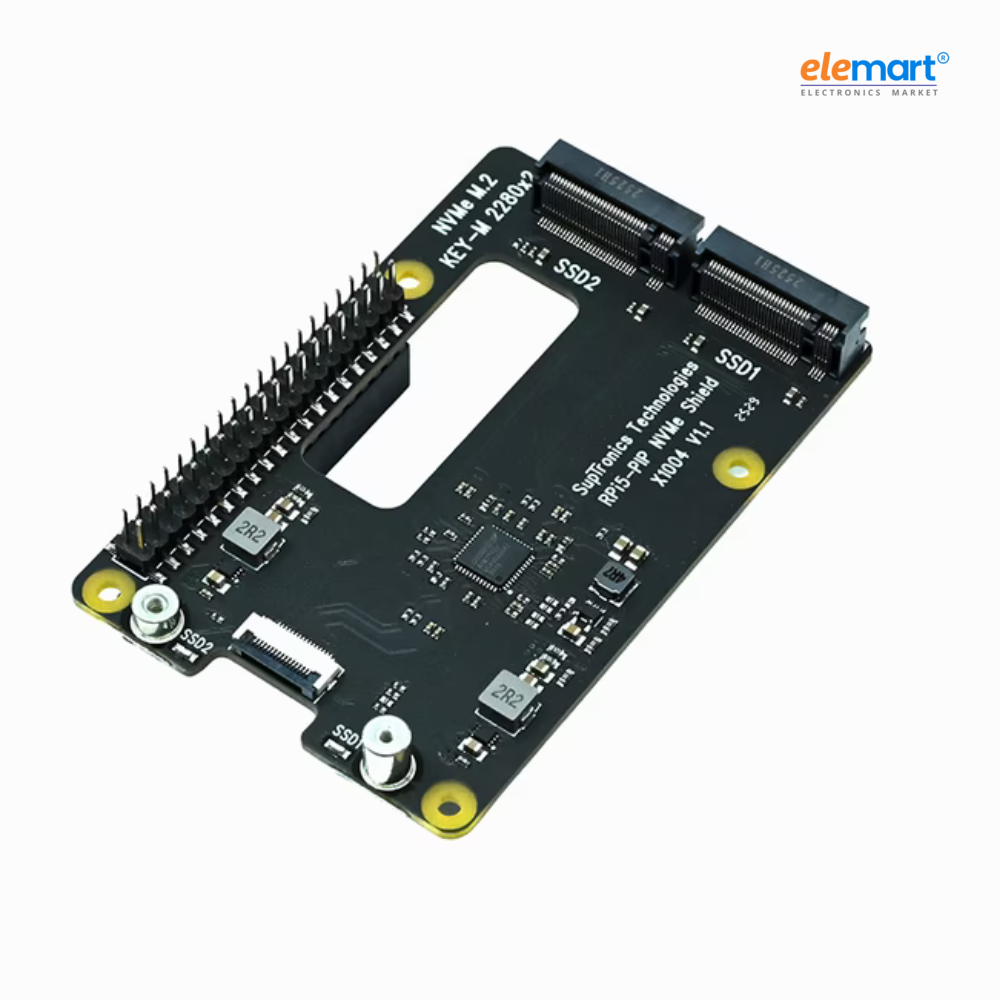 Geekworm X1004 PCIe to Dual 2280 NVMe SSD shield for Raspberry Pi 5