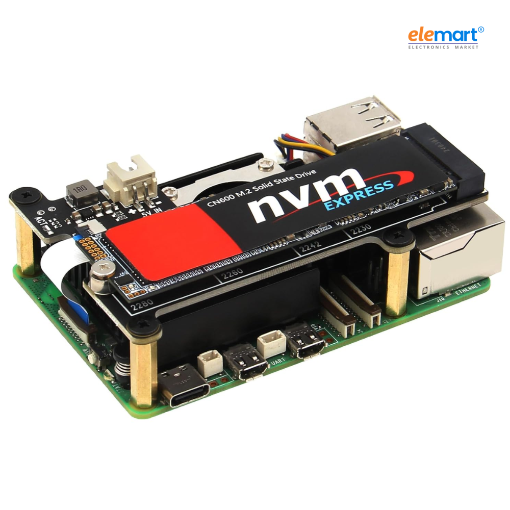 Geekworm X1001 PCIe to M.2 Key-M NVMe SSD PIP TOP for Raspberry Pi 5