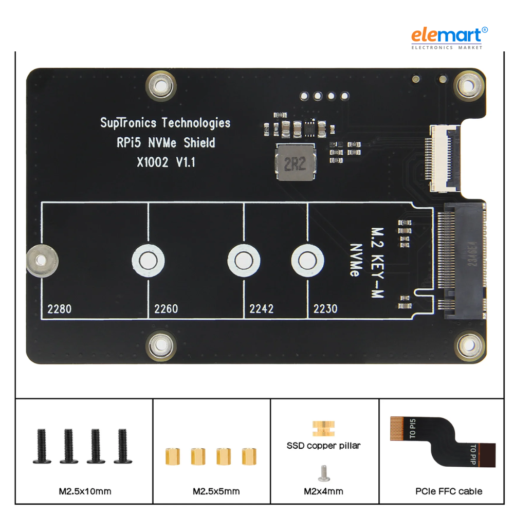 Geekworm X1002 PCIe to M.2 2280 NVMe SSD Bottom for Raspberry Pi 5