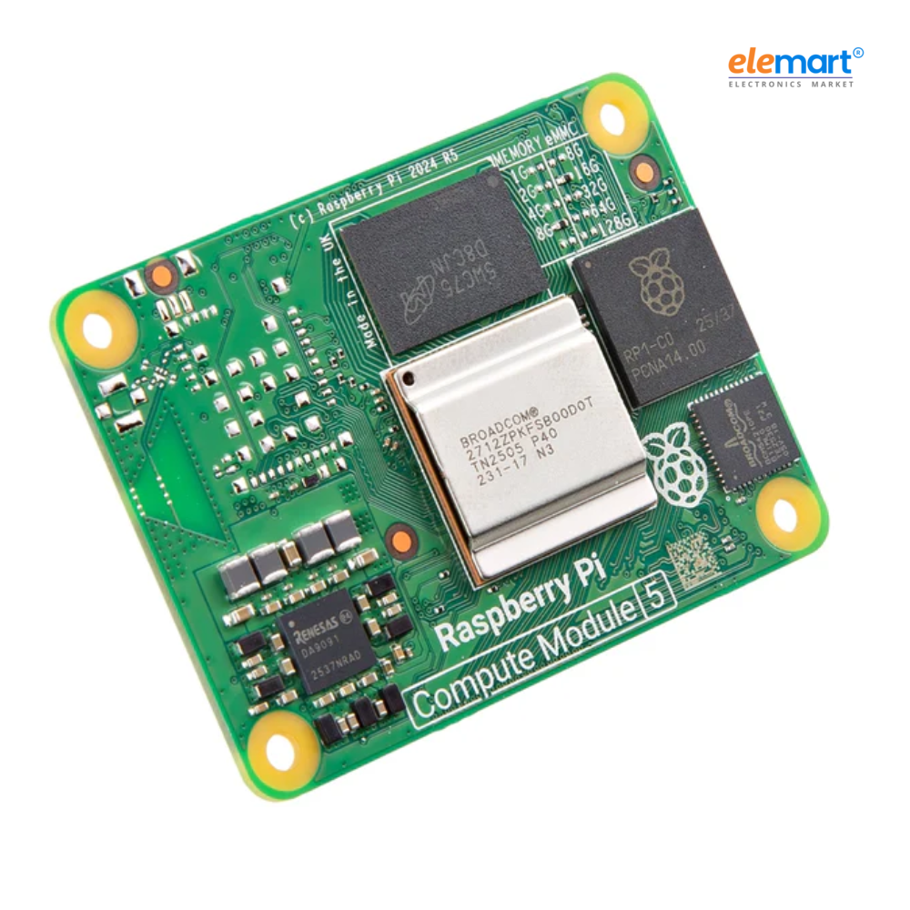 Raspberry Pi Compute Module 5- 8GB RAM, 32GB eMMC, 2.4/5.0GHz Wi-Fi & Bluetooth 5.0 (CM5108032)