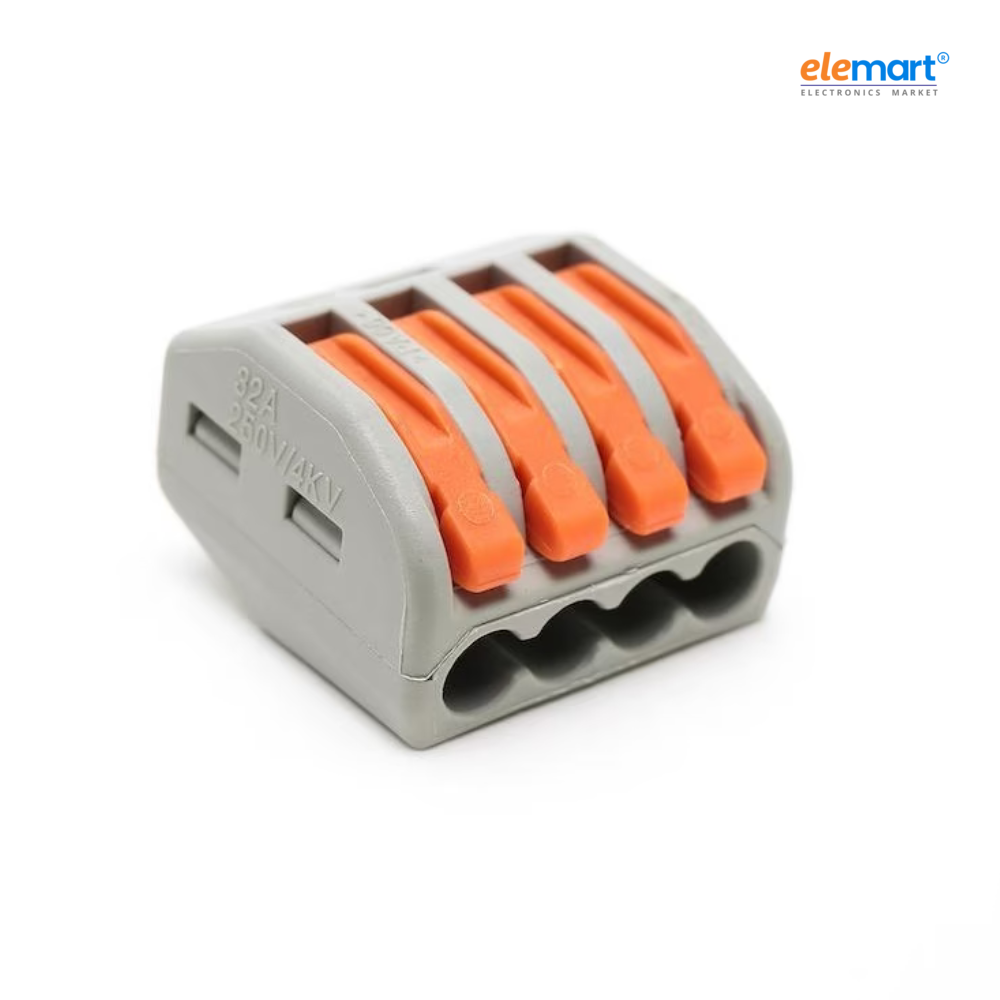 PCT-214 0.08-2.5mm 4 Pole Wire Connector Terminal Block with Spring Lock Lever for Cable Connection