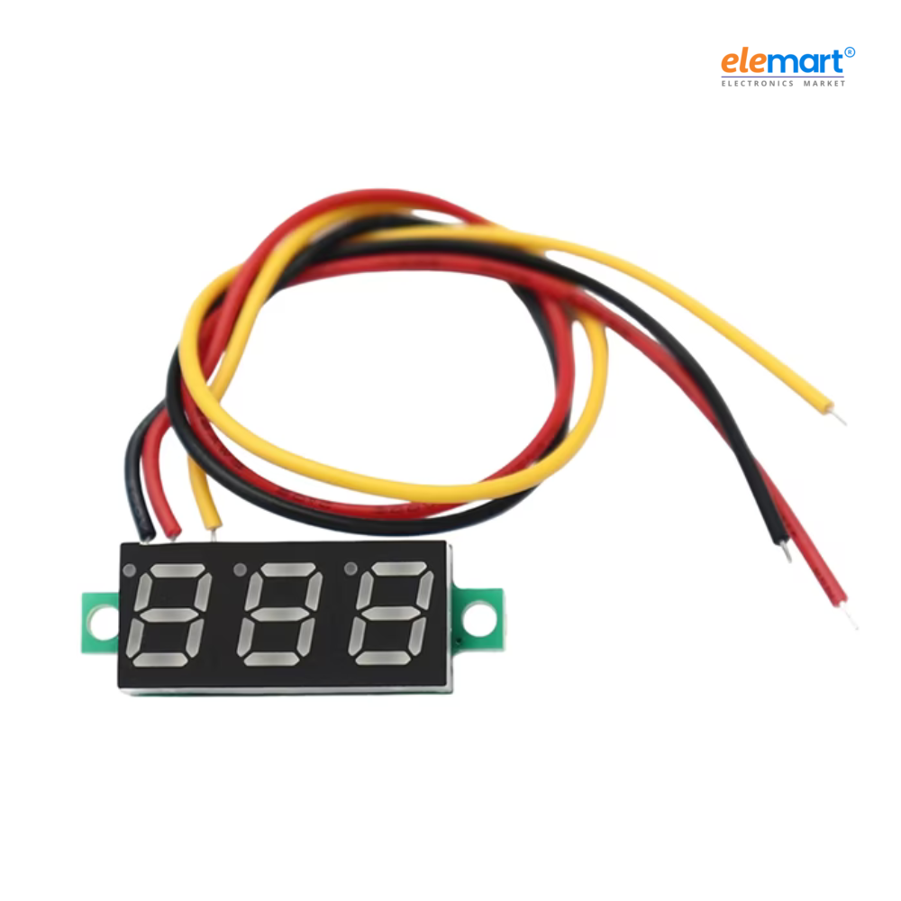 0.28 Inch 0-100V Three Wire DC Voltmeter Blue