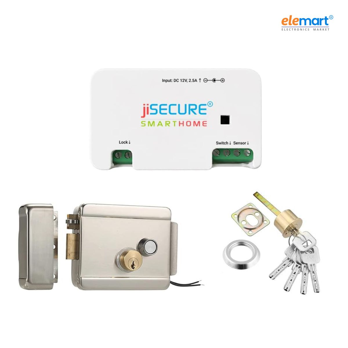 jiSECURE Main Gate Smart Door Lock with Electronic Rim Lock | WiFi & Bluetooth Controller | Mobile App & Remote Access