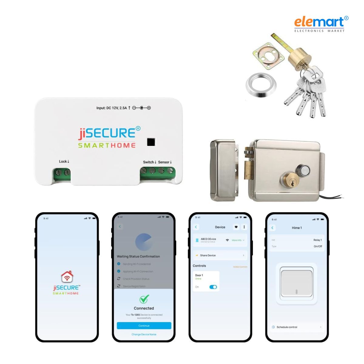 jiSECURE Main Gate Smart Door Lock with Electronic Rim Lock | WiFi & Bluetooth Controller | Mobile App & Remote Access