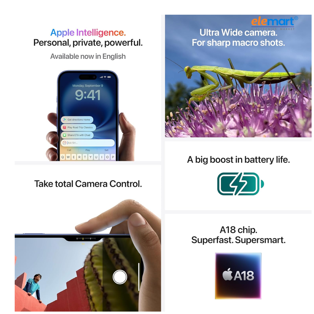 Apple iPhone 16e (128 GB) – White | A18 Chip | Apple Intelligence | 48MP Fusion Camera | 6.1-inch Super Retina XDR Display | Long Battery Life