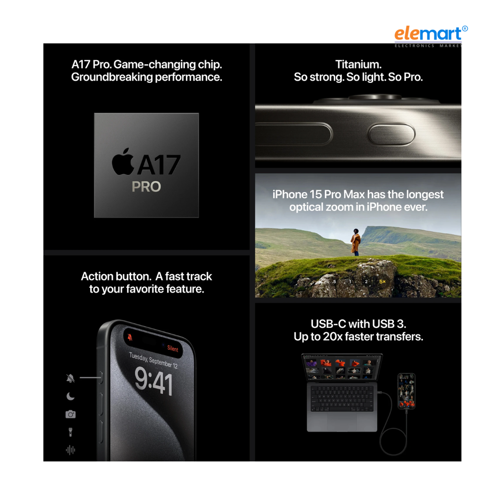 Apple iPhone 15 Pro (128GB) – Natural Titanium | A17 Pro Chip | 48MP Pro Camera System | 6.1-inch Super Retina XDR OLED Display | ProMotion 120Hz | Dynamic Island | 5G Smartphone