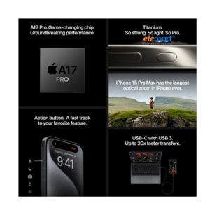 Apple iPhone 15 Pro (128GB) – Natural Titanium | A17 Pro Chip | 48MP Pro Camera System | 6.1-inch Super Retina XDR OLED Display | ProMotion 120Hz | Dynamic Island | 5G Smartphone