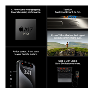 Apple iPhone 15 Pro Max (512GB) Black Titanium | A17 Pro Chip | 48MP Pro Camera with 5x Telephoto Zoom | 6.7-inch Super Retina XDR ProMotion Display | Titanium Design | USB-C | 5G