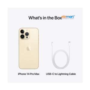 Apple iPhone 14 Pro Max (128GB) – Gold | A16 Bionic Chip | 48MP Pro Camera with Telephoto Lens | 6.7-inch Super Retina XDR ProMotion Display | Dynamic Island | 5G Smartphone