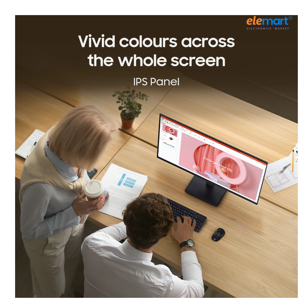 Samsung Essential S3 24-inch Full HD IPS Monitor | 100Hz Refresh Rate | 5ms Response Time | HDMI & VGA | Eye Saver Mode | Flicker Free | Borderless Design | LS24D300GAWXXL | Black
