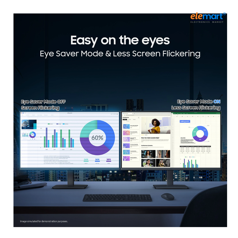 Samsung Essential S3 24-inch Full HD IPS Monitor | 100Hz Refresh Rate | 5ms Response Time | HDMI & VGA | Eye Saver Mode | Flicker Free | Borderless Design | LS24D300GAWXXL | Black