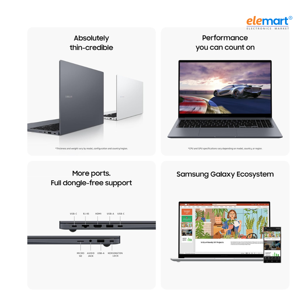 Samsung Galaxy Book4 15.6-inch Laptop (13th Gen Intel Core i5-1335U, 16GB RAM, 512GB SSD, Windows 11 Home) – Full HD Anti-Glare Display, Intel Iris Xe Graphics, Fingerprint Reader, MS Office