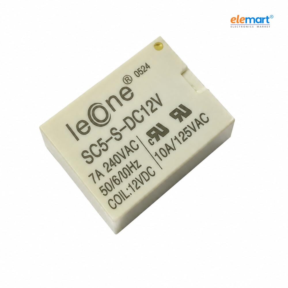 LEONE 12V DC Relay | SPDT Electromagnetic PCB Module | 12V Coil | 5-Pin Power Switch for Electronic Projects & Automation