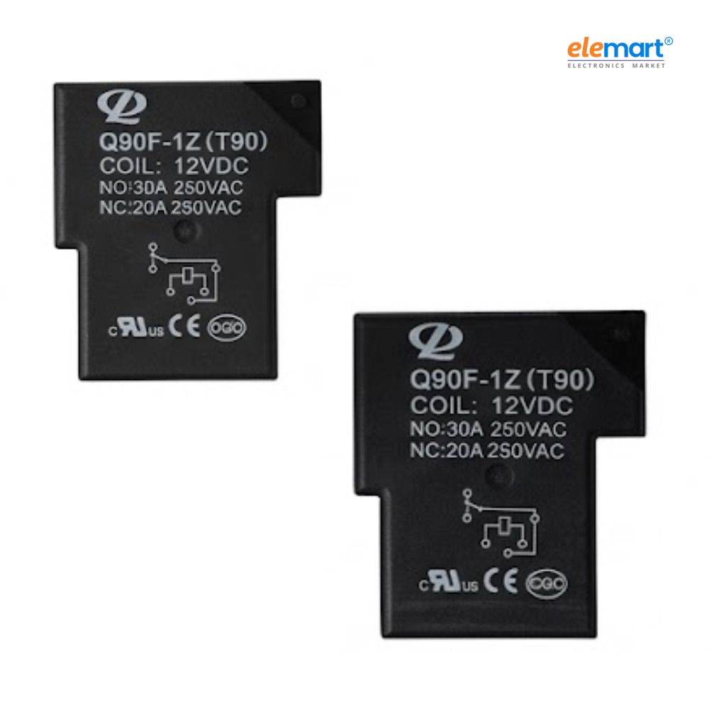 12V DC 30A T90 12V DC 30A Power Relay, T-Type High Current Electrical Switch, T90-1Z 6 Pin (Pack Of 2)