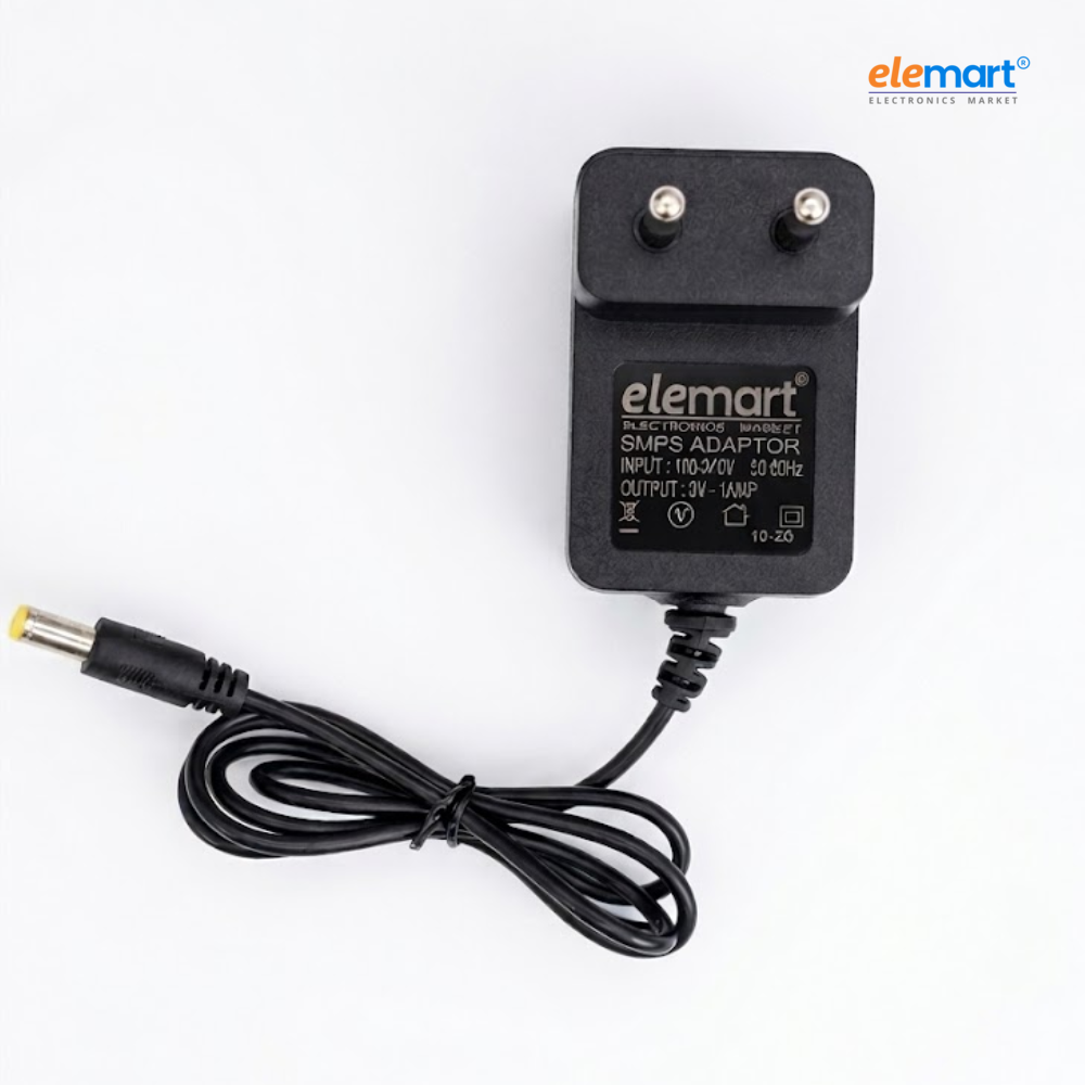 elemart 3V 1A DC Power Supply Adapter | 5.5mm x 2.5mm Male DC Plug Pin Connector | AC to DC Charger Adapter for LED Lights, Electronics & DIY Projects