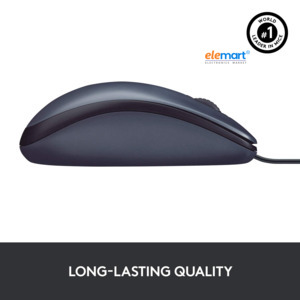 Logitech B100 Wired USB Mouse 800 DPI Optical Tracking, Ambidextrous Design, Black
