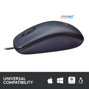 Logitech B100 Wired USB Mouse 800 DPI Optical Tracking, Ambidextrous Design, Black