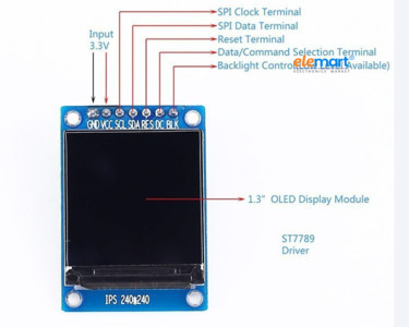 1.3 Inch TFT LCD Display Module, 240x240 Resolution, ST7789 Driver, SPI Interface, IPS Color Screen for Arduino, ESP32, Raspberry Pi & DIY Projects