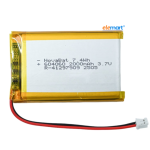 2000mAh 3.7V Micro LiPo Battery pack with PCB and 75mm Cable