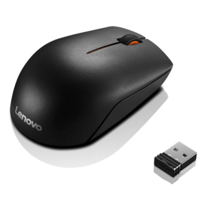 Lenovo 300 Wireless Compact Mouse, 1000 DPI Optical Sensor, 2.4GHz Nano USB, 10m Range, 3 Buttons (Left, Right, Scroll), 3 Million Clicks, 1-Year Battery, Ambidextrous Ergonomic Design - GX30K79401
