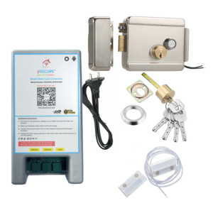 jiSECURE Smart Lock Controller with Electronic Lock | App & Manual Control | Compatible with All Electronic Locks | Sensor Included | Android & iOS Supported